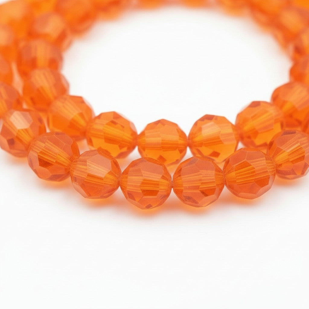 Strand of Dark Orange Glass Beads - 4mm