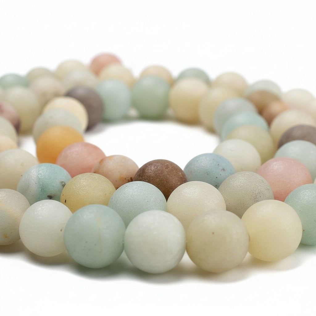 Strand of Flower Amazonite Gemstone Beads - 4mm