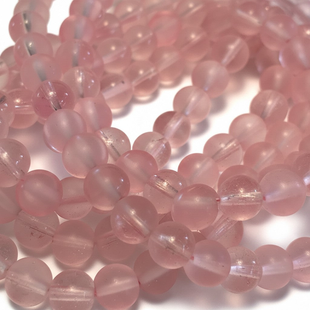 Strand of Pink Glass Beads - Size 8mm