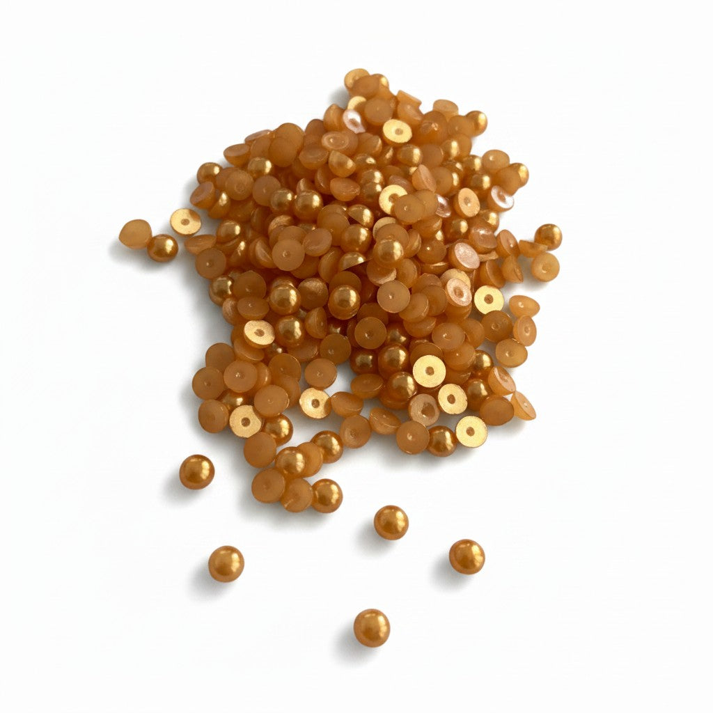 Half Pearl Orange Acrylic Embellishments - Size 4x2mm