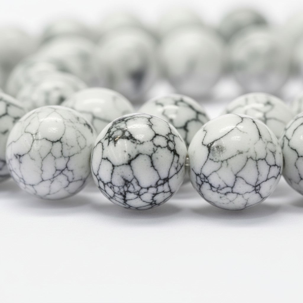 Lustered Glass Beads Round 10mm - Snow