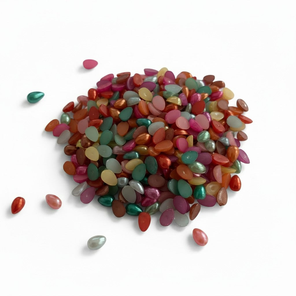 Tear Drop Half Pearl Acrylic Beads - Size 6x4mm