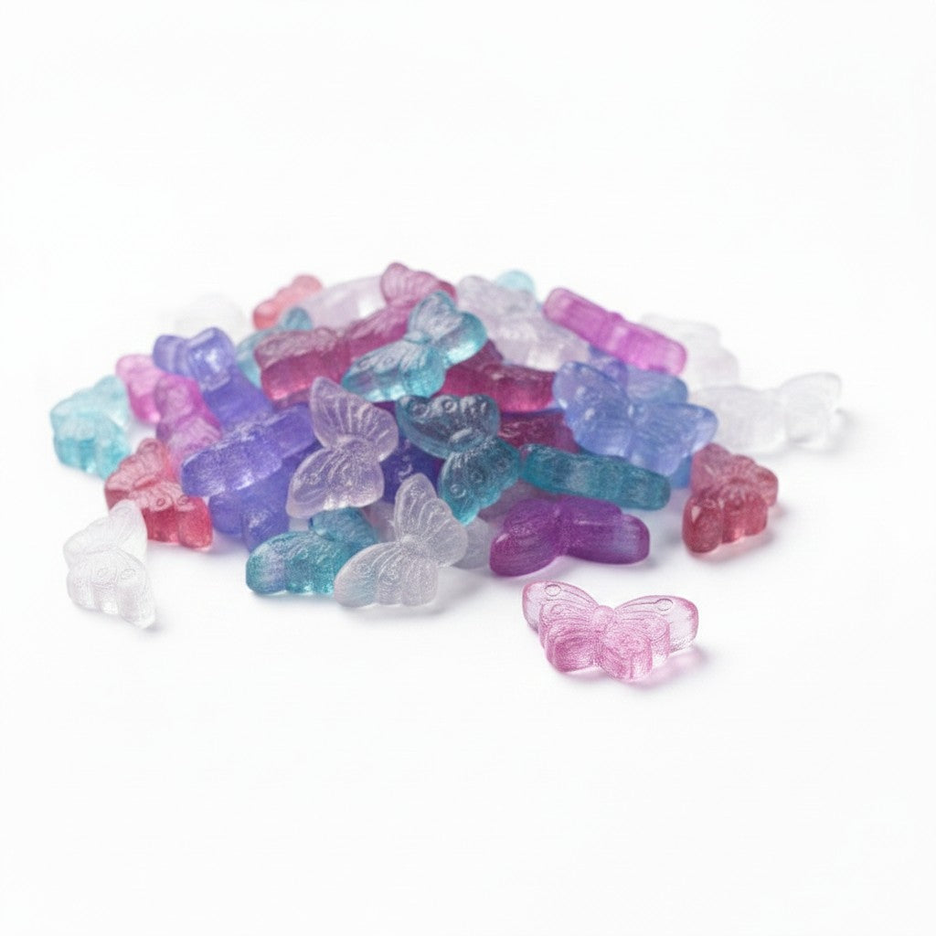 Butterfly Mixed Glass Beads - Pack of 20
