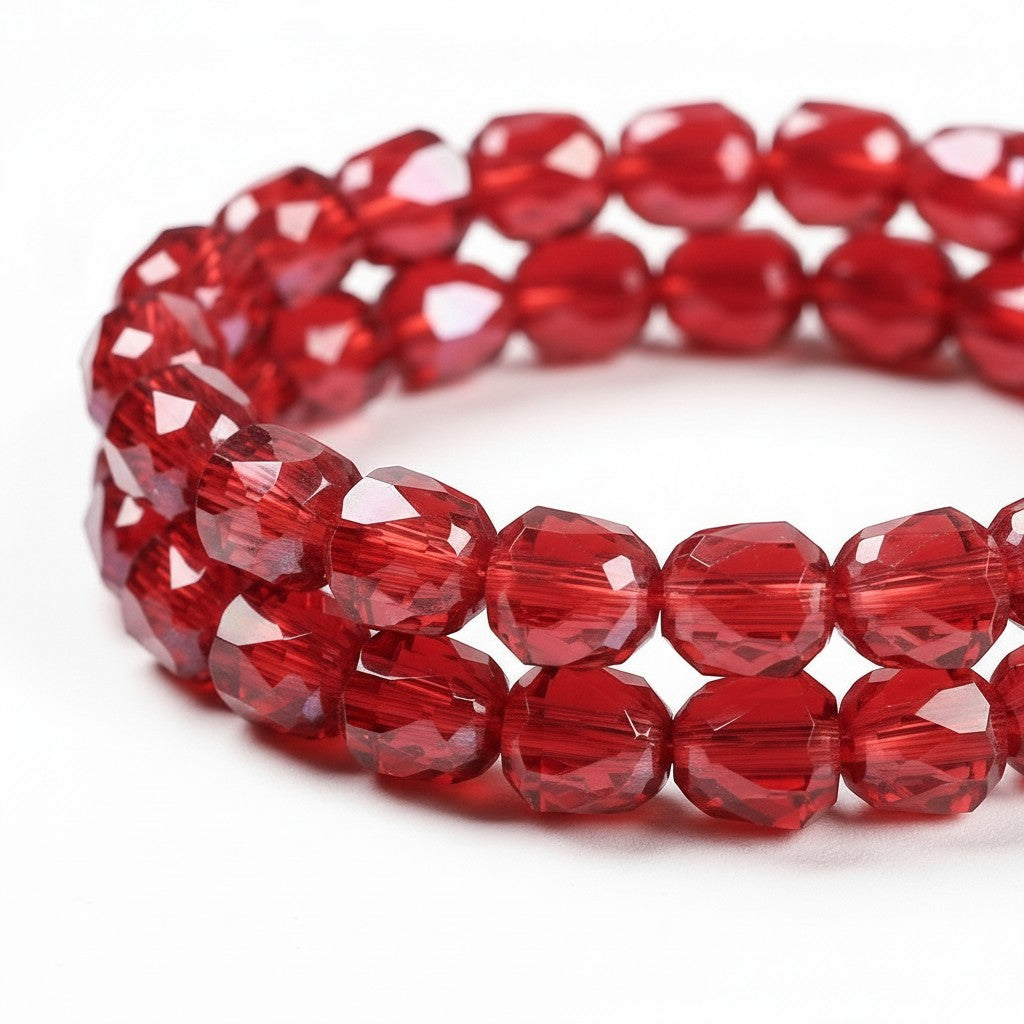Strand of Electroplate Red Glass Beads - 4mm