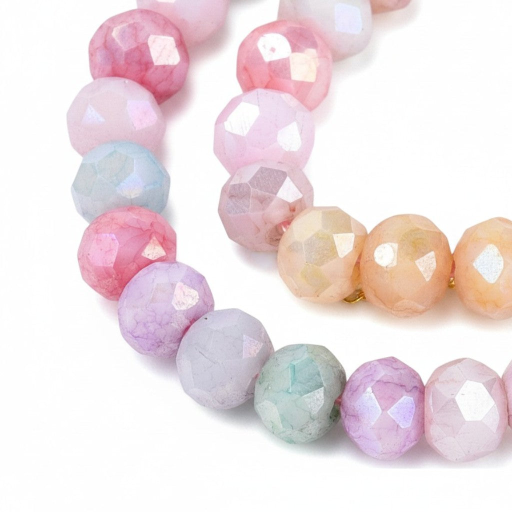 Strand of Glass Electroplate AB Glass Beads - 4mm