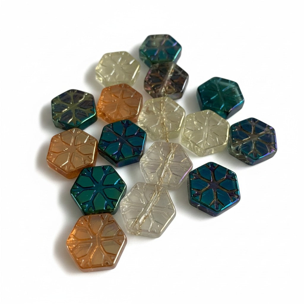 Hexagon Glass Beads - 5 Pack