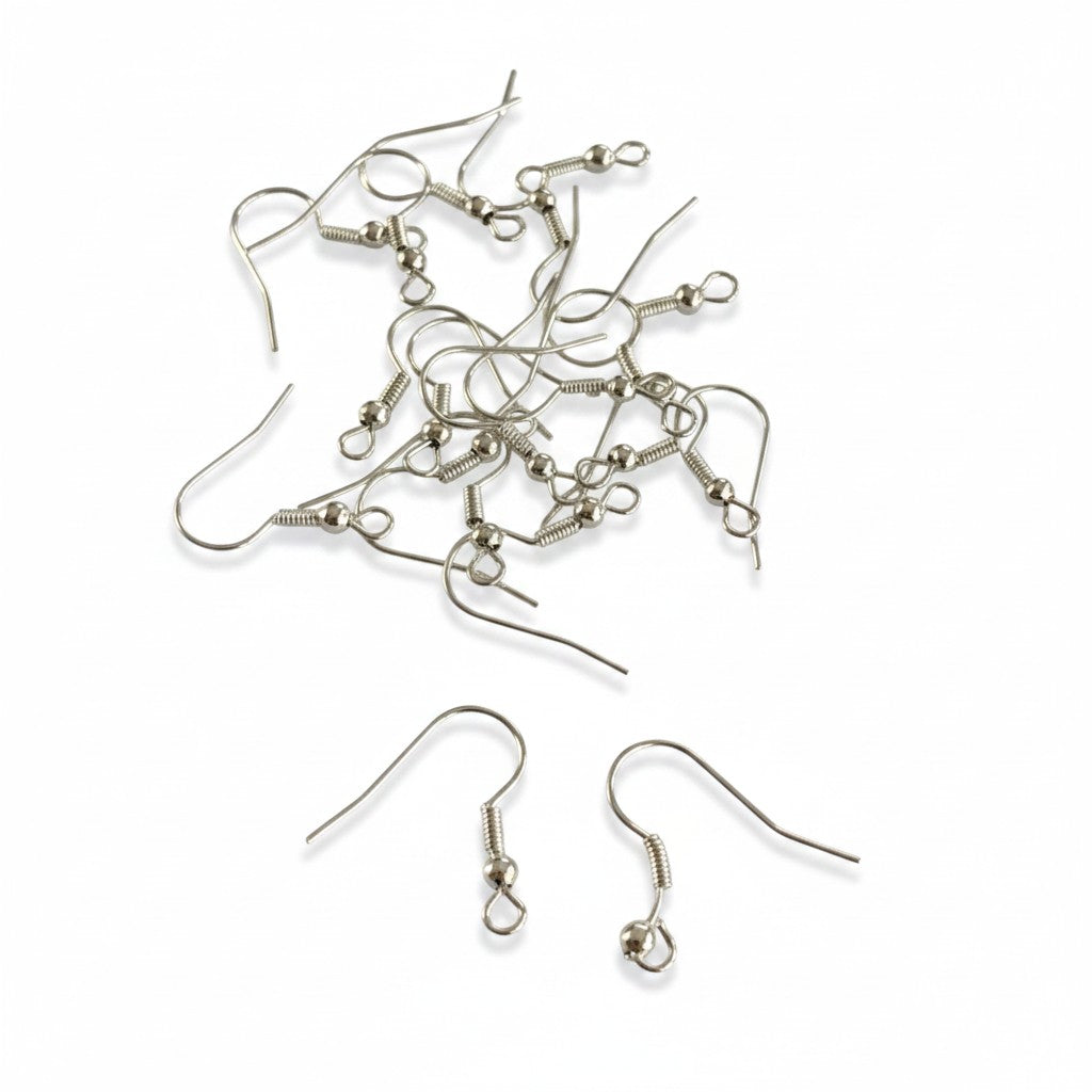 Silver Plated Earring Hooks - 10 pairs