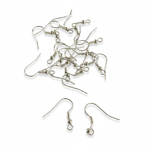 Silver Plated Earring Hooks - 10 pairs