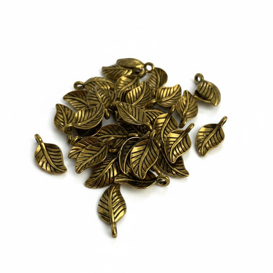 Gold Tone Leaf Charms - Pack of 30