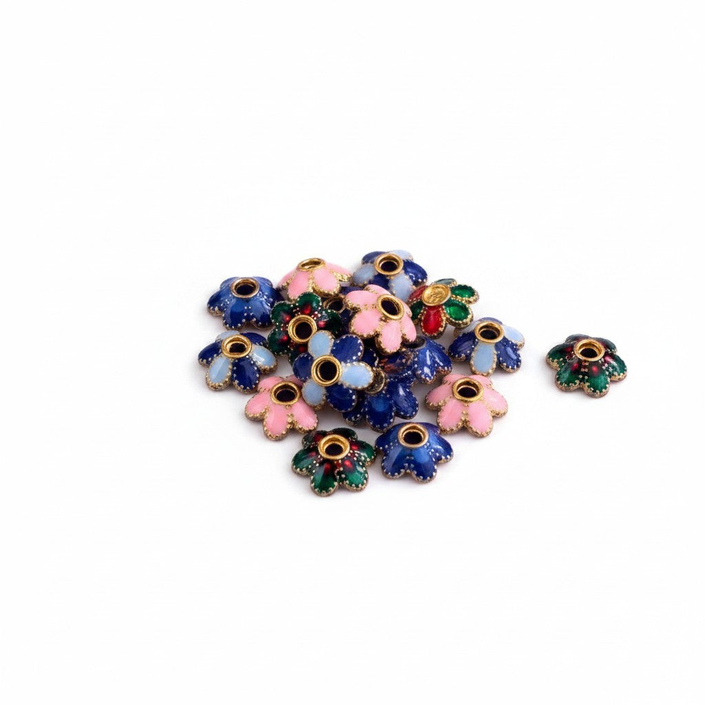 Flower enamel spacer beads - Size 8mm