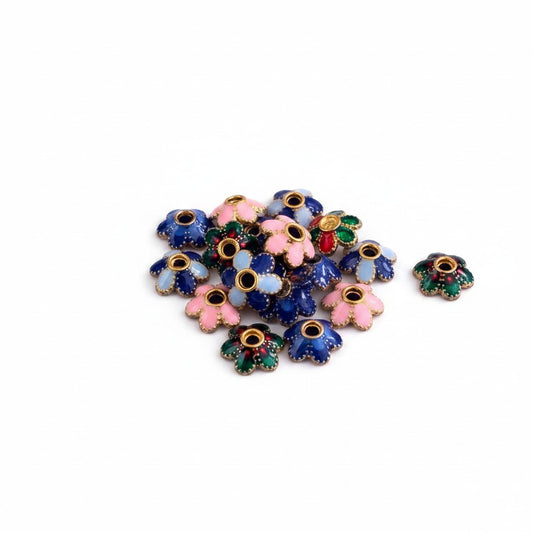 Flower enamel spacer beads - Size 8mm