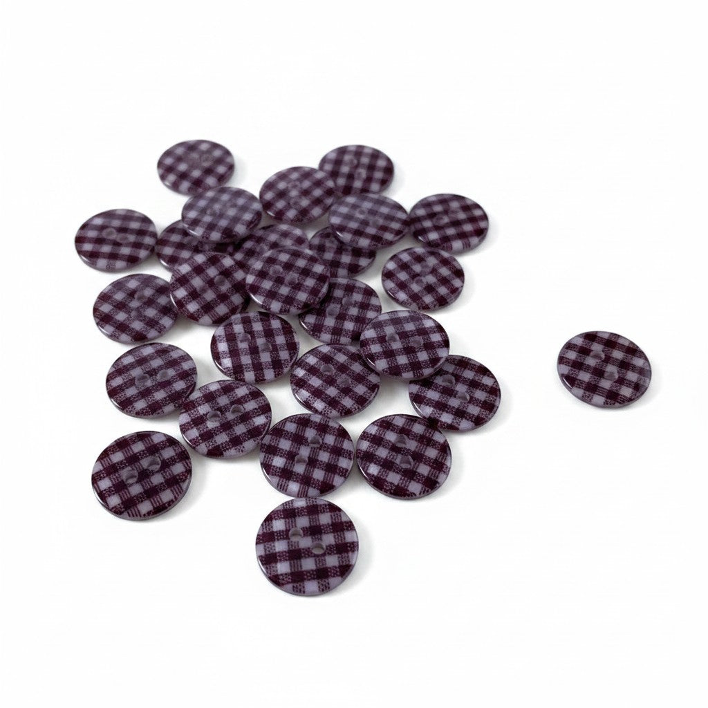 Checked Brown Buttons - 20 Pack