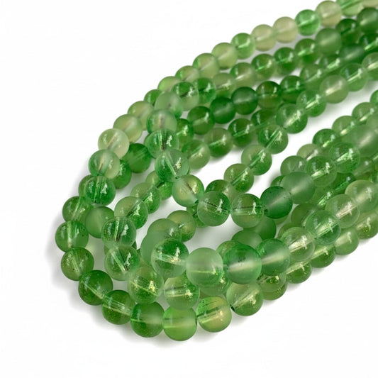 Strand of Two Tone Green Glass beads - Size 8mm Approx 52 Beads