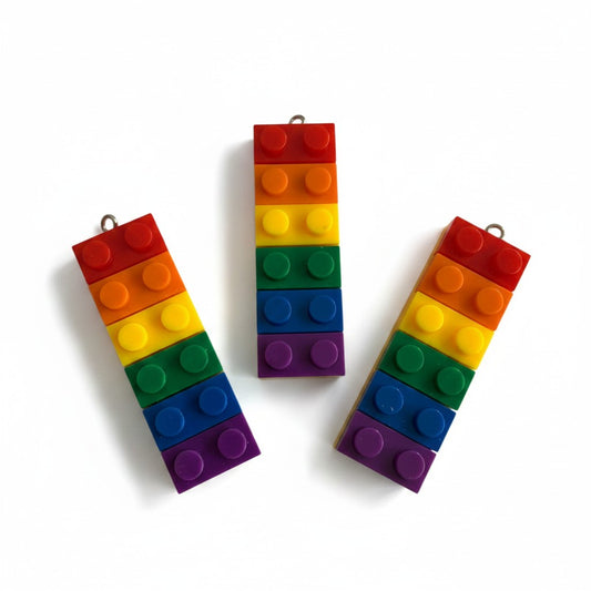 Rainbow Coloured Brick Pendant - Size 50mm