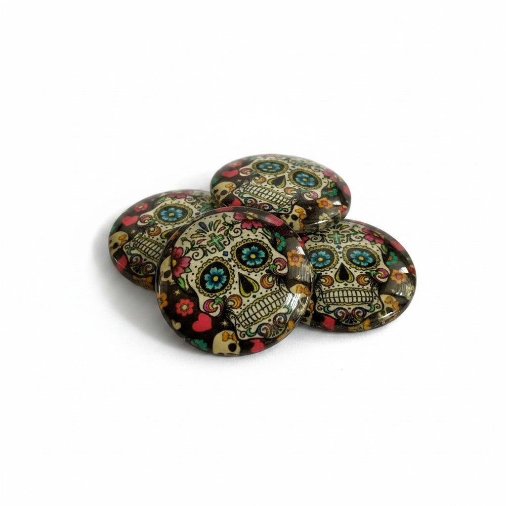 Sugar Skull Cabochons - 4 Pack