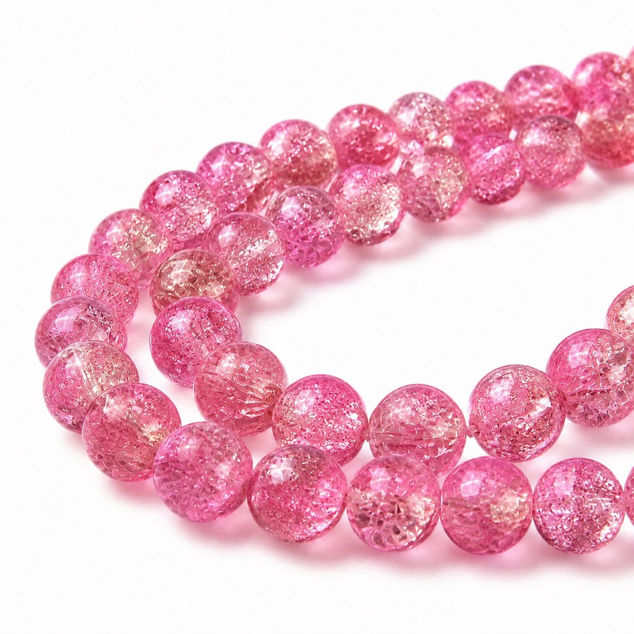 Strand of Lilac Pink Two Tone Crackle Beads - Size 8mm