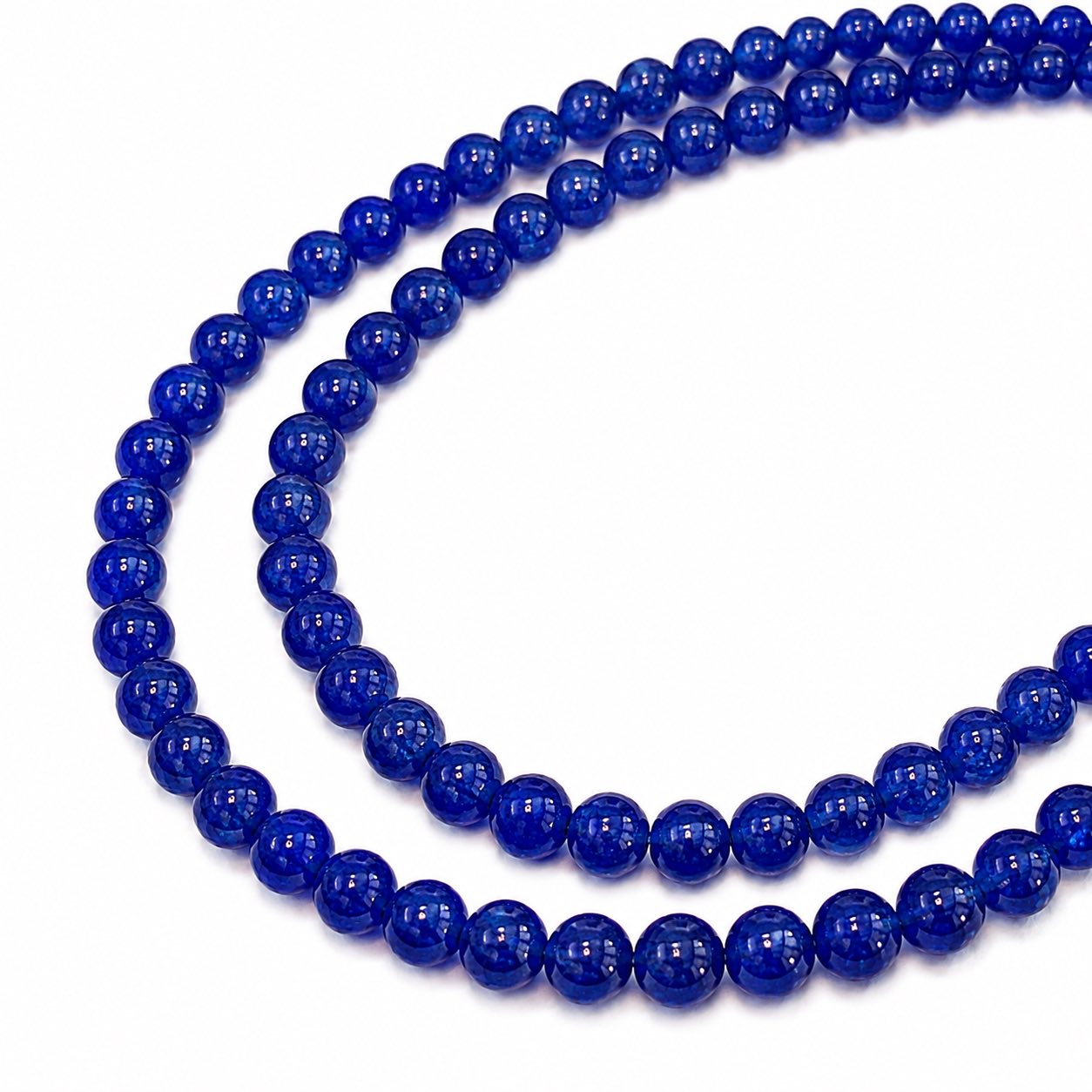 Strand of Dark Blue Glass Crackle Beads - Size 4mm