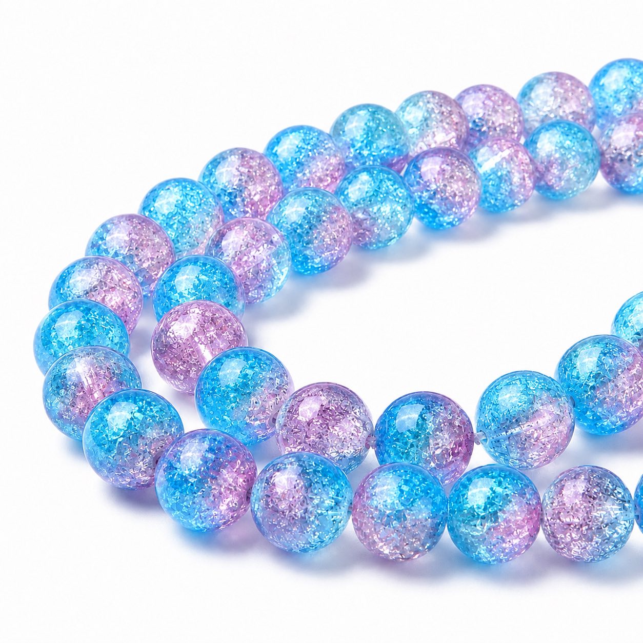 Strand of Sky Blue Two Tone Crackle Beads - Size 8mm