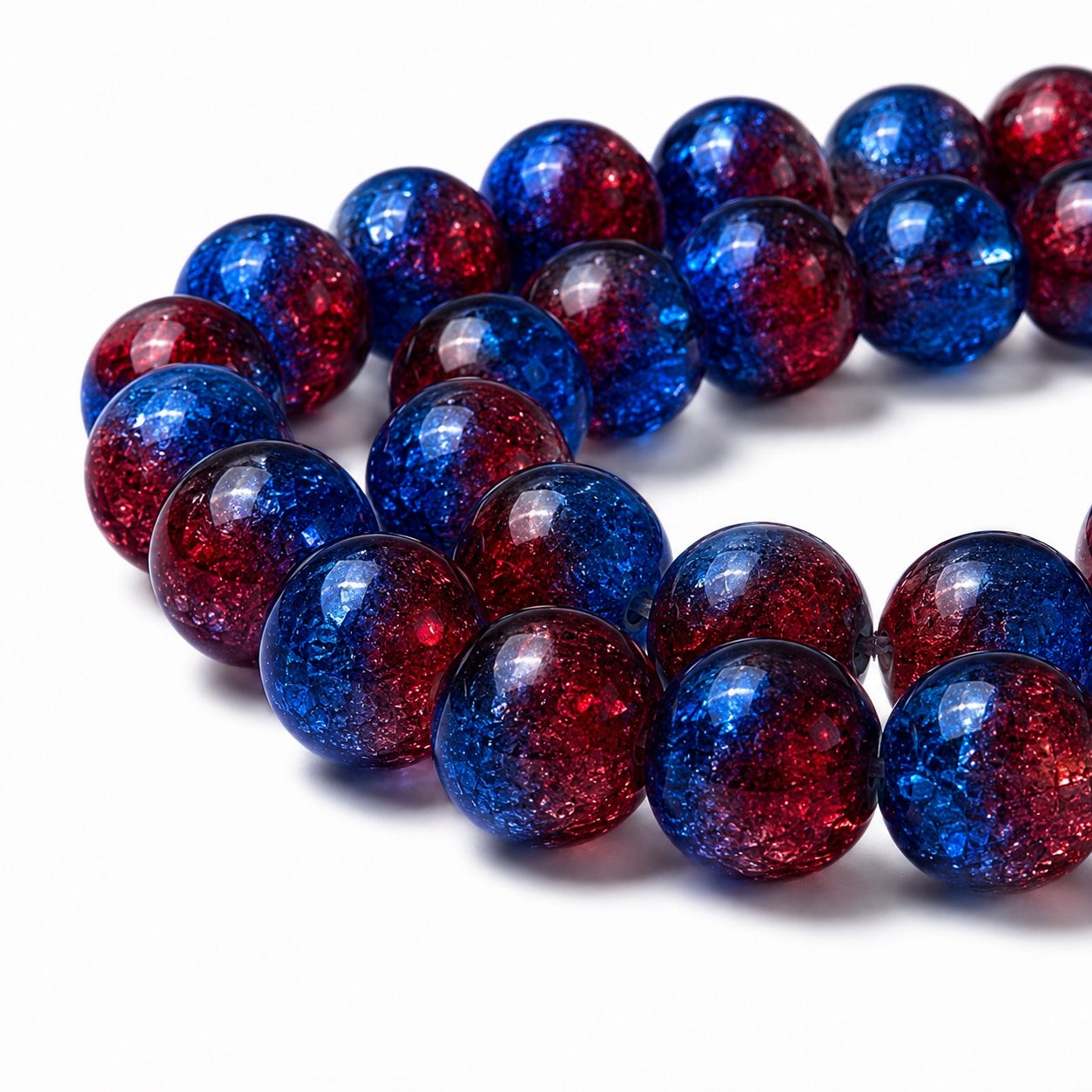 Strand of Dark Blue Two Tone Crackle Beads - Size 8mm