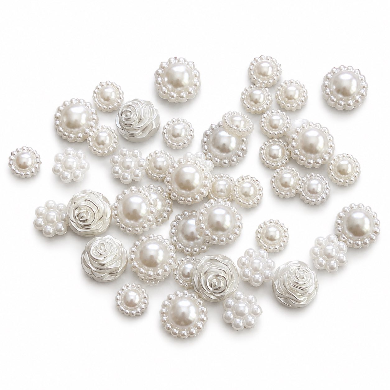 Pack of Mixed Embellishments Pearlised