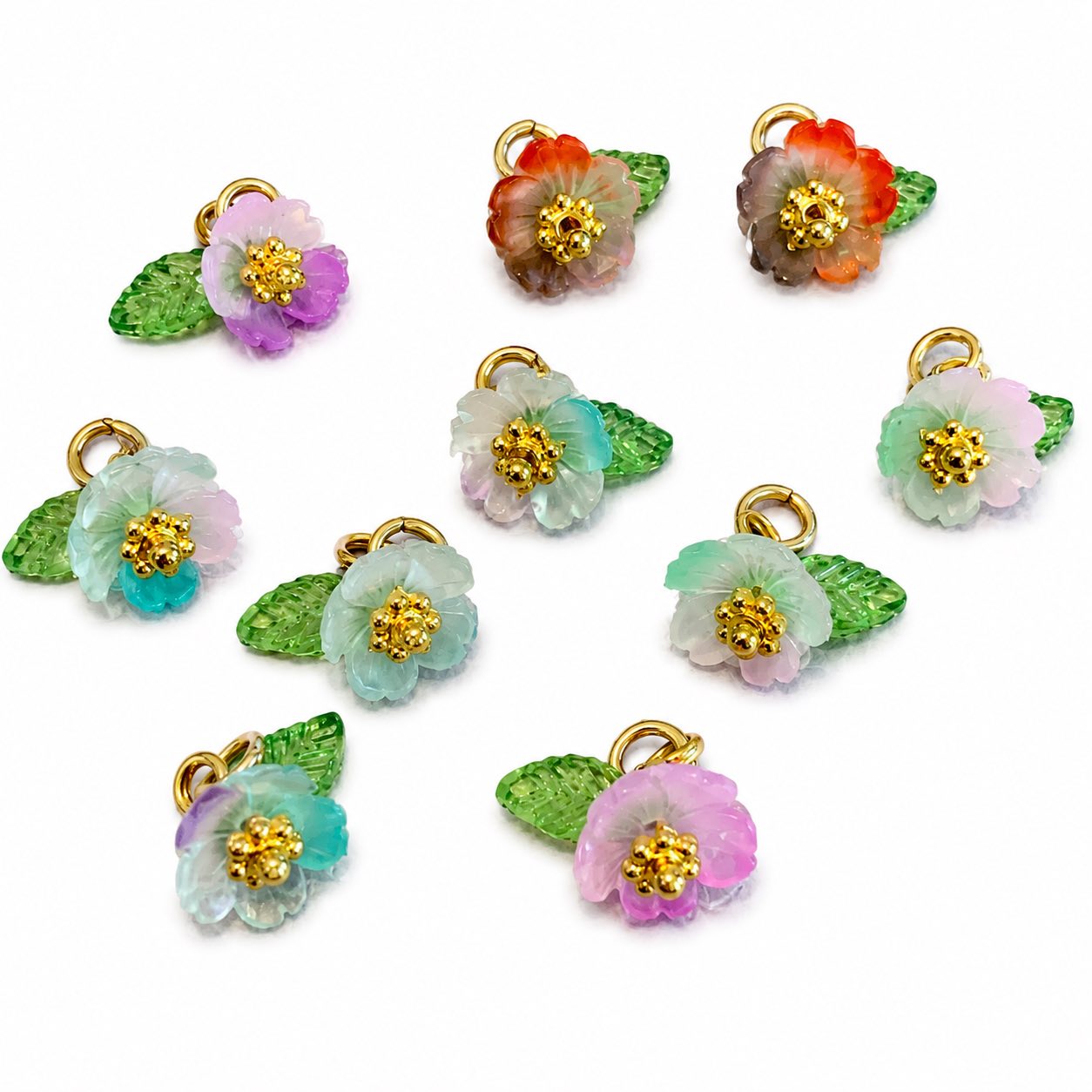 Flower Mixed Acrylic Charms - 10 Pack