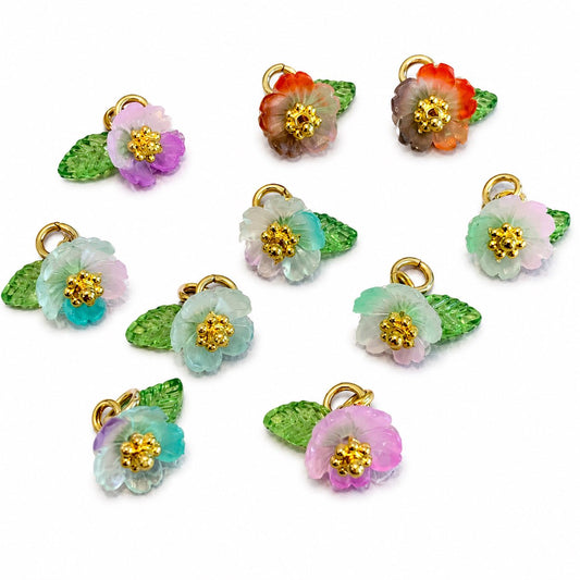 Flower Mixed Acrylic Charms - 10 Pack