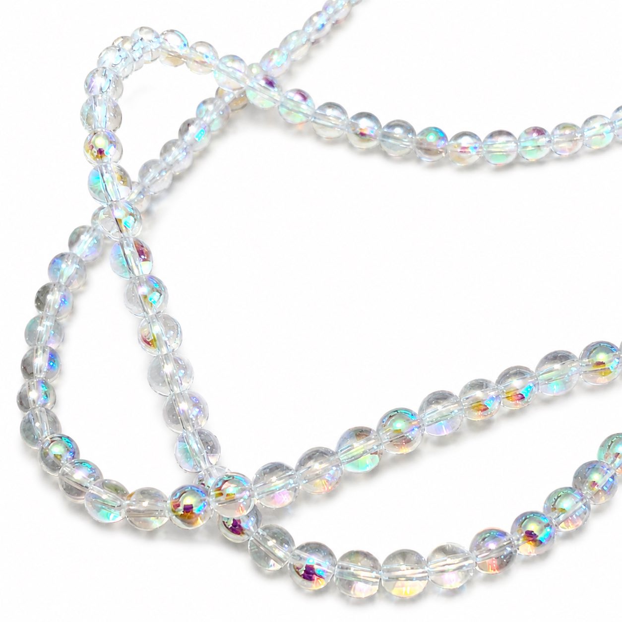 Strand of Round AB Clear Glass Beads - Size 4mm