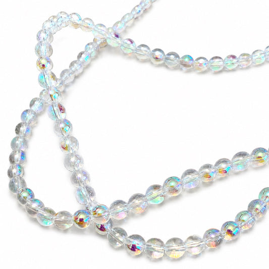 Strand of Round AB Clear Glass Beads - Size 4mm