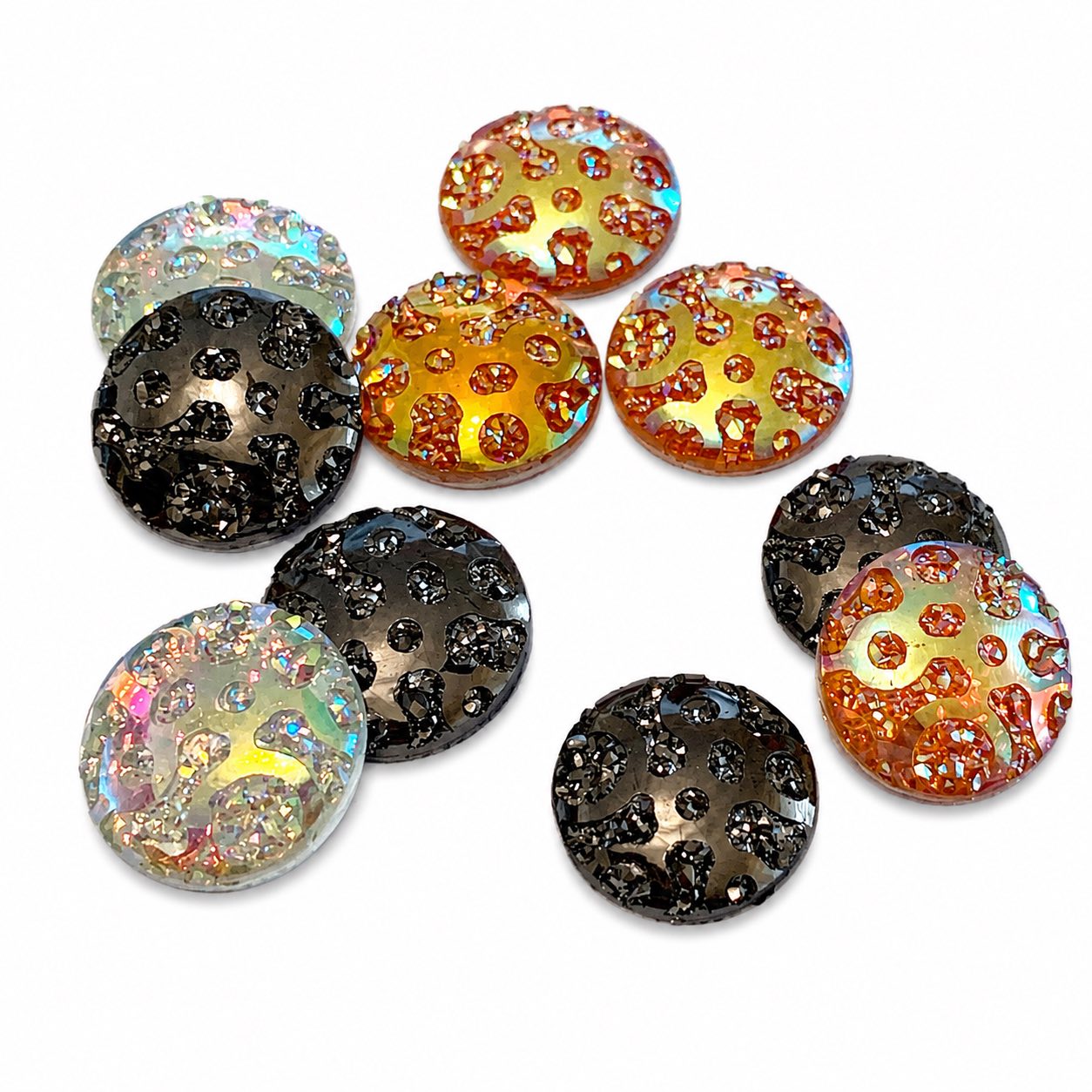 Patterned Round Mixed Embellishments - 10 Pack