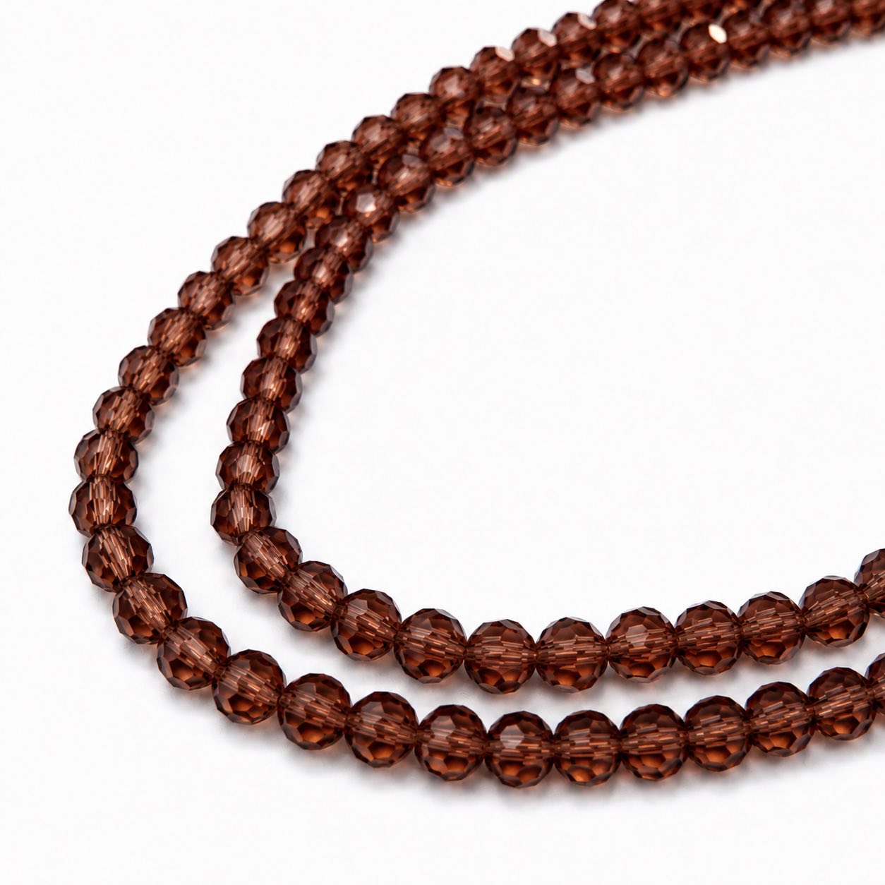 Strand of Brown Faceted Glass Beads - Size 4mm