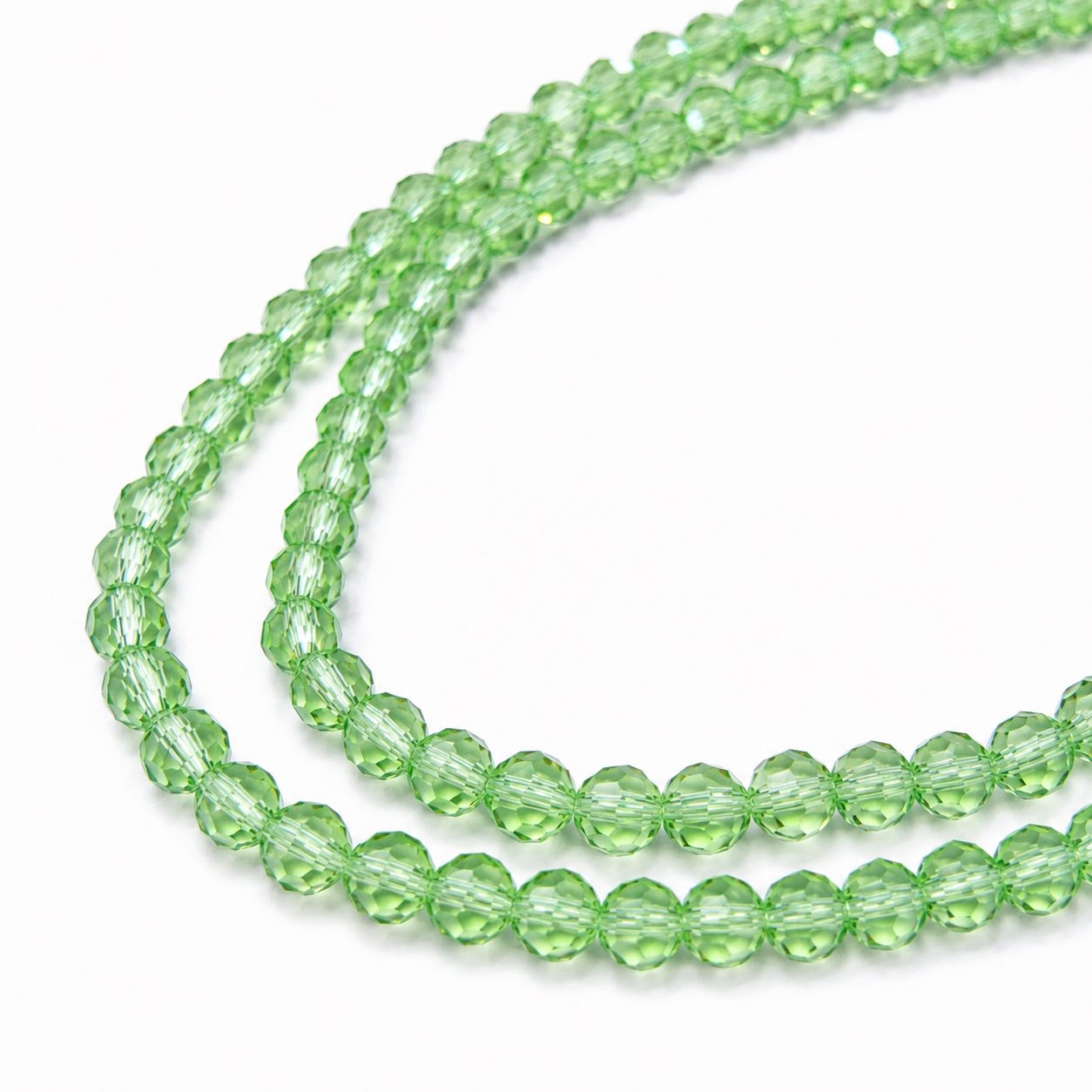 Strand of Green Faceted Glass Beads - Size 4mm