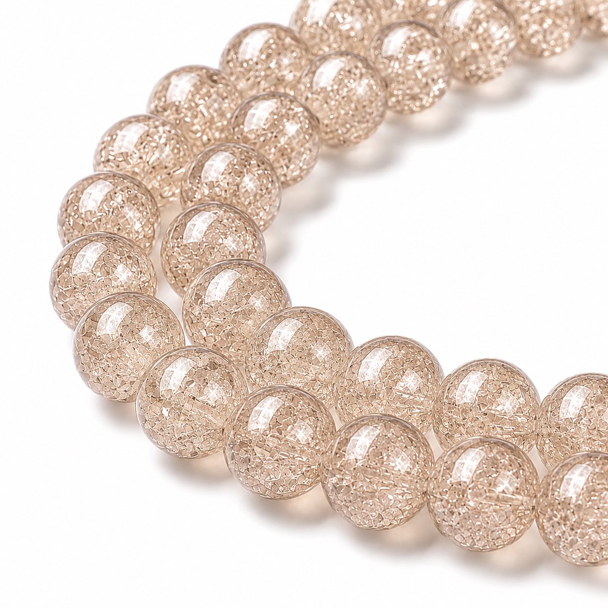 Strand of Mink Glass Crackle Beads - Size 10mm