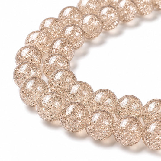 Strand of Mink Glass Crackle Beads - Size 10mm