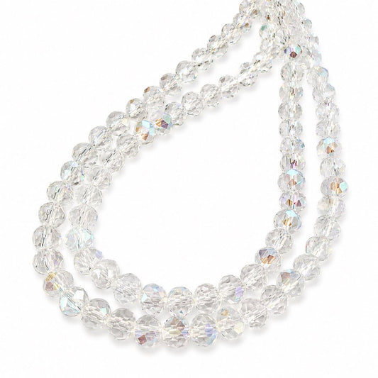 Strand of Faceted AB Clear Glass Beads - Size 6mm