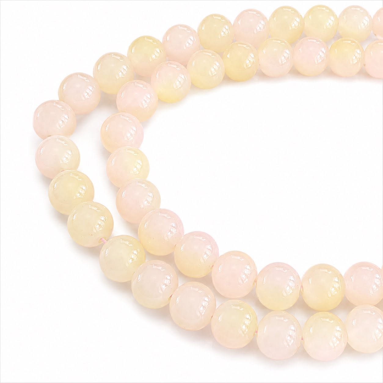 Strand of Peach Two Tone Glass Beads - Size 8mm