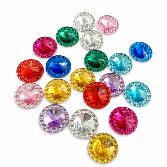 Round Mirrored Acrylic Mixed Colour Embellishments - 20 Pack