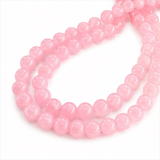 Strand of Pink Glass Beads - Size 8mm