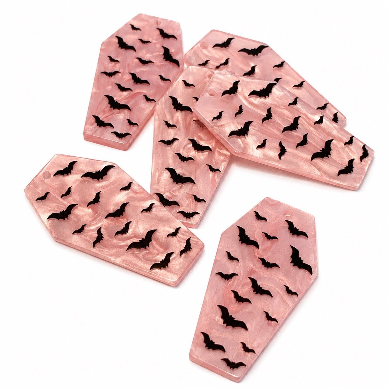 Pink Bat Coffin Acrylic Pendant - Size 40mm