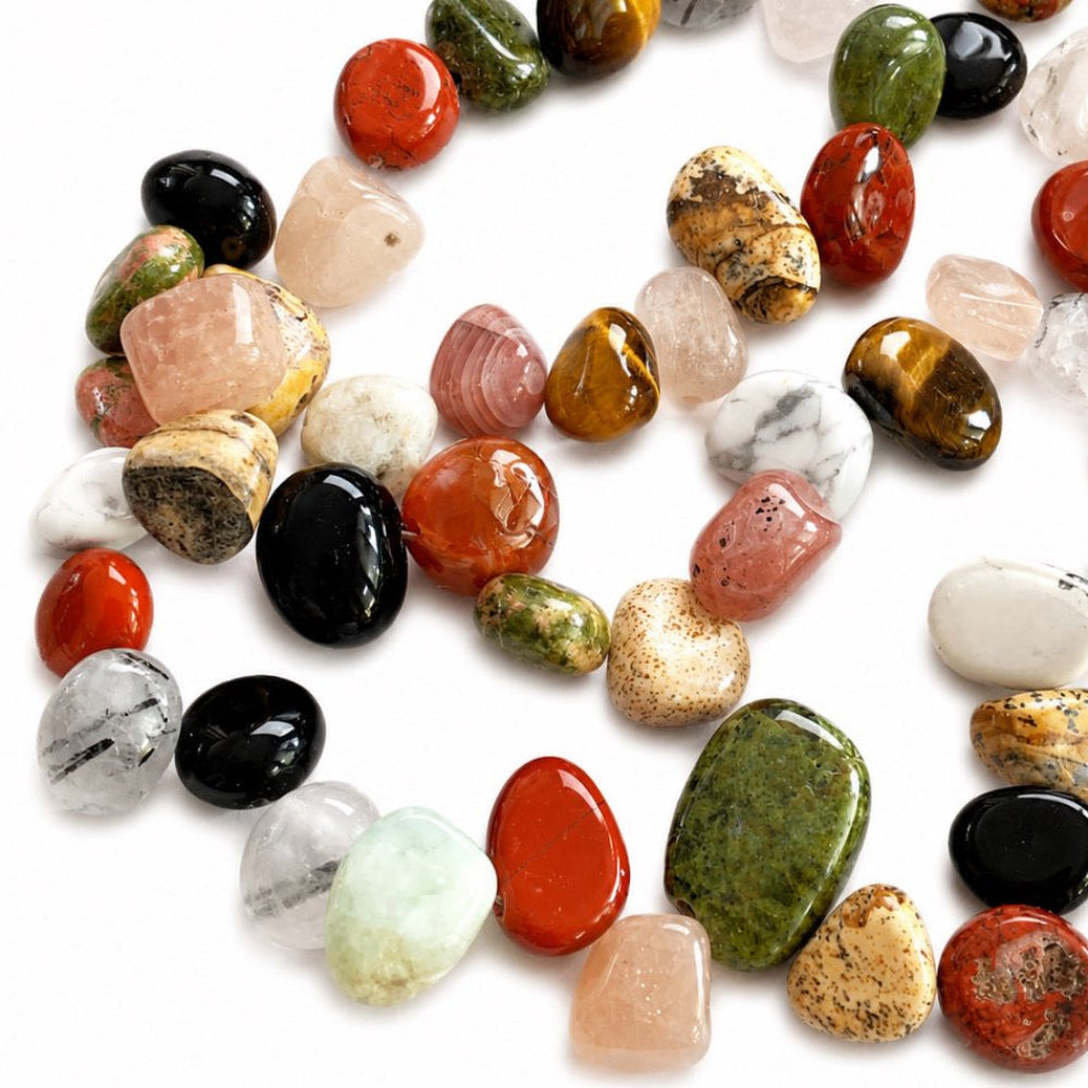 Strand of Mixed Gemstone Pebble Beads