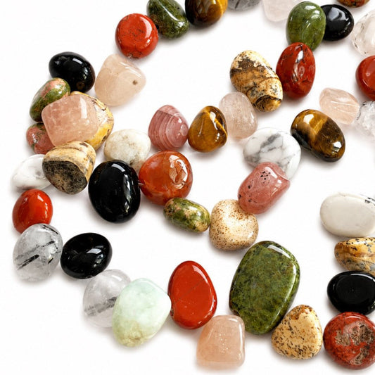 Strand of Mixed Gemstone Pebble Beads