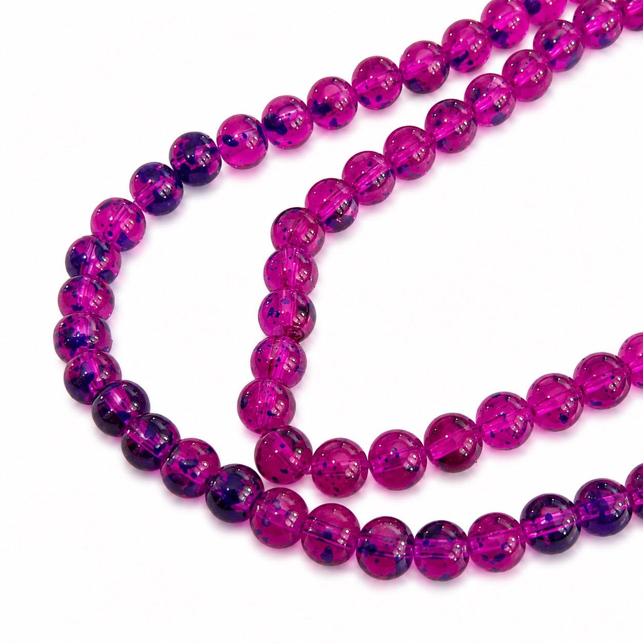Strand of Glass Pink Splatter Beads - Size 6mm