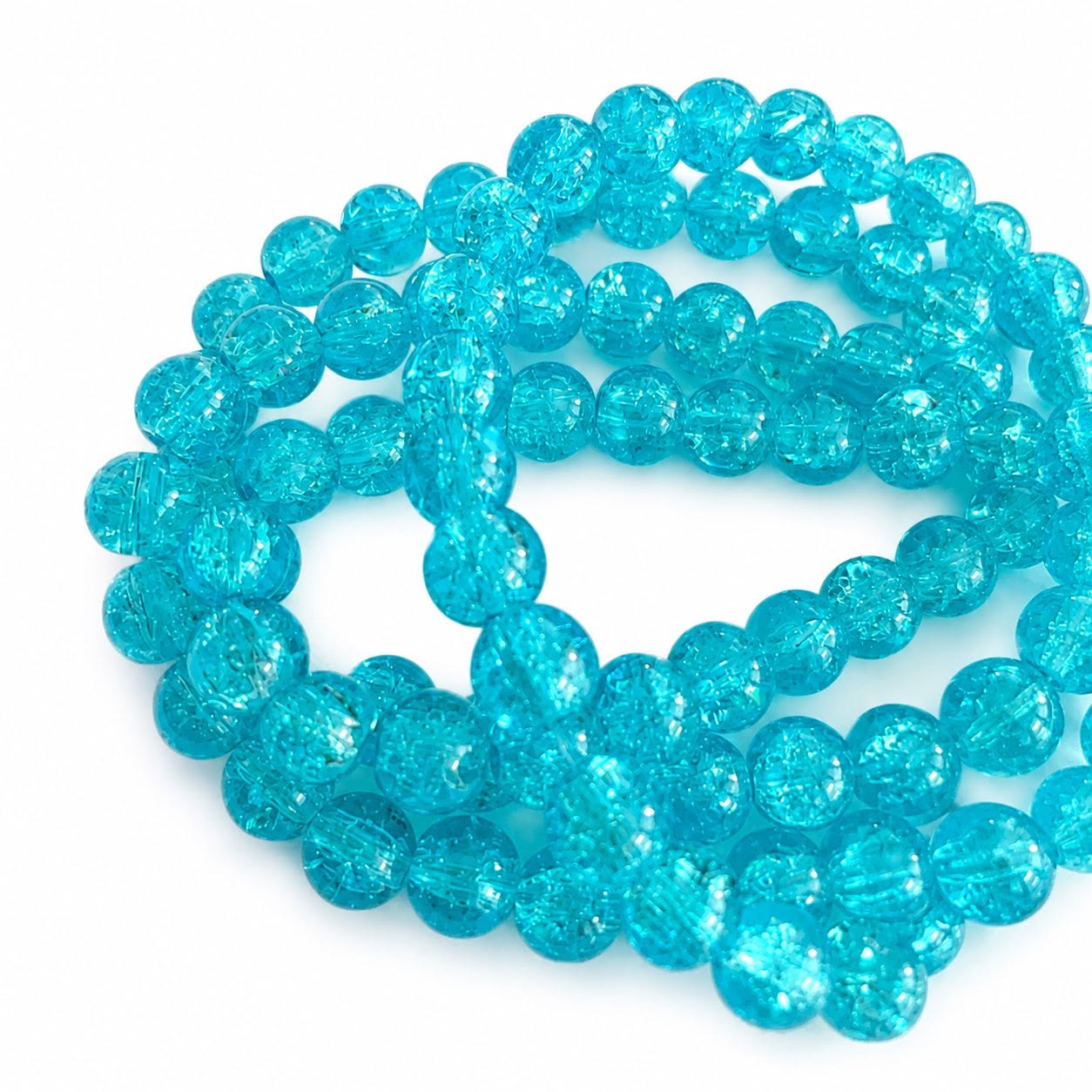 Strand of Sky Blue Crackle Beads - Size 8mm