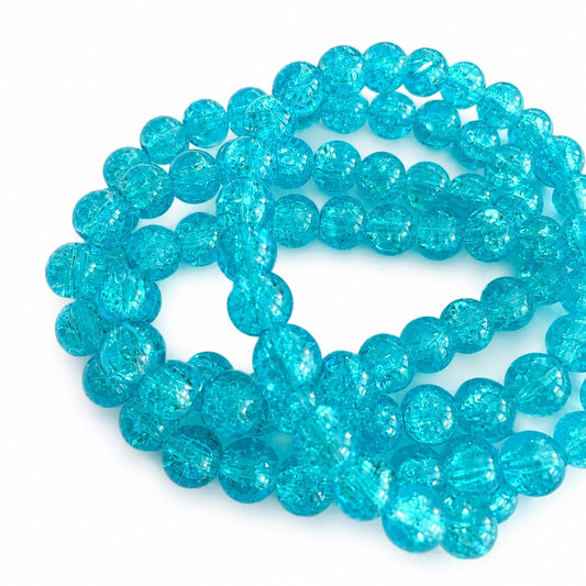 Strand of Sky Blue Crackle Beads - Size 8mm