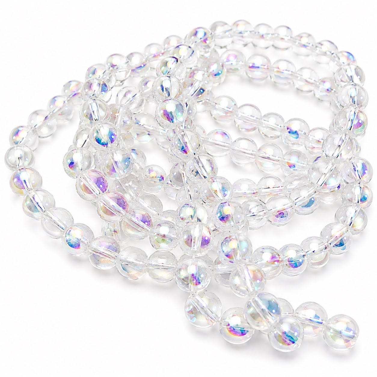Strand of AB Clear Glass Beads - Size 8mm