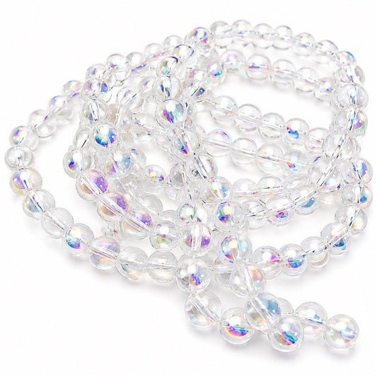Strand of AB Clear Glass Beads - Size 8mm