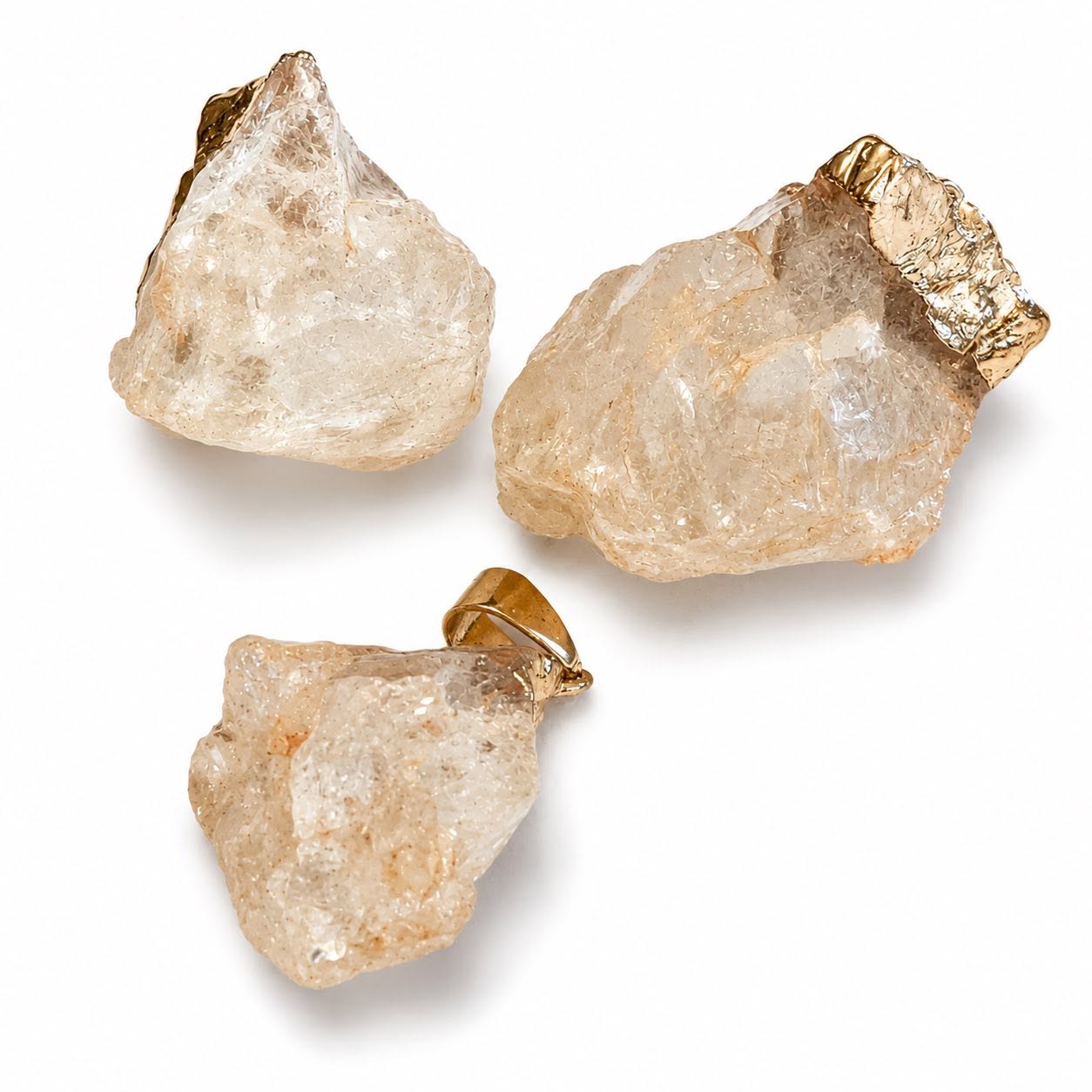 Quartz Crystal Pendant with Golden Tone