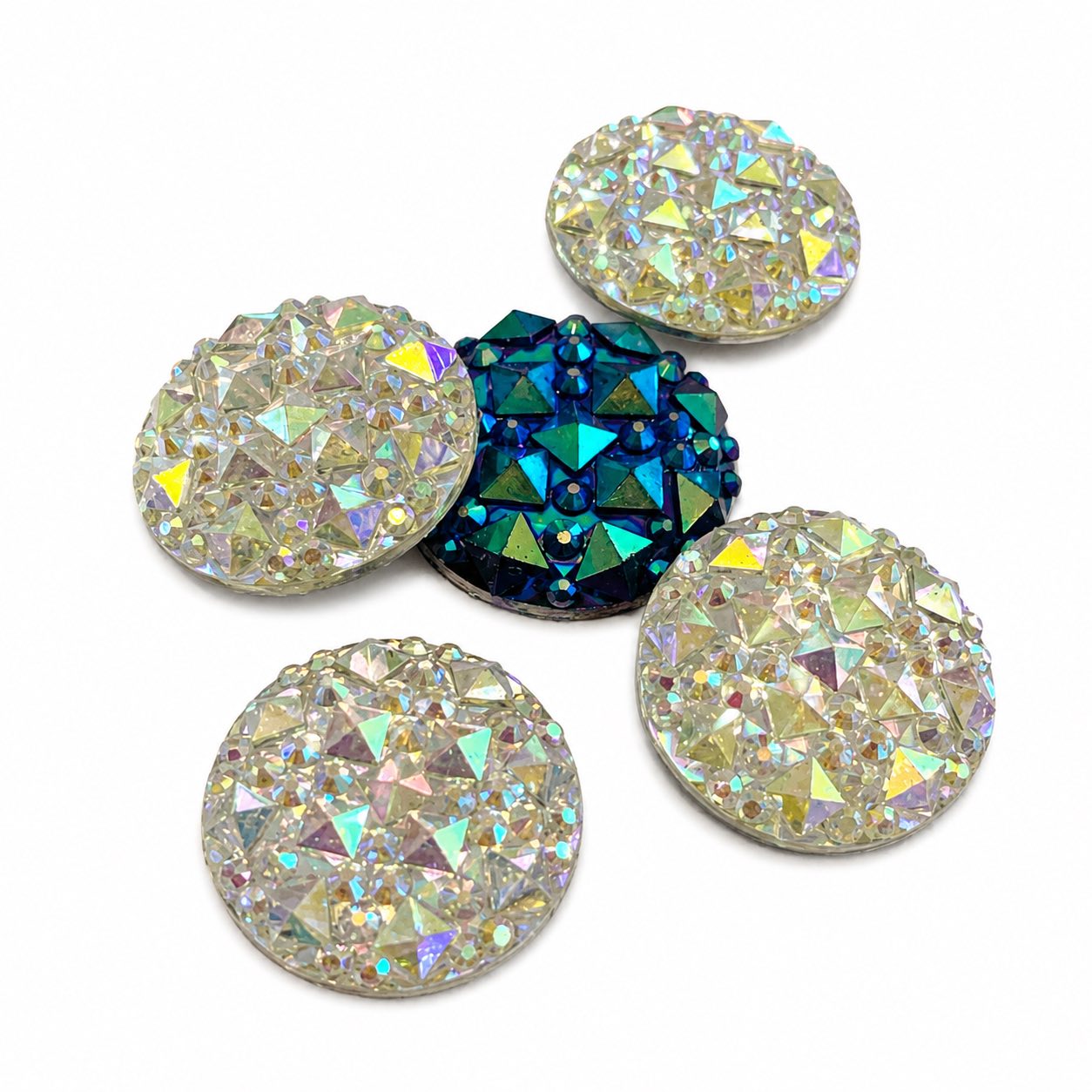 Round Bling Mixed Flat Back Embellishments - 5 Pack