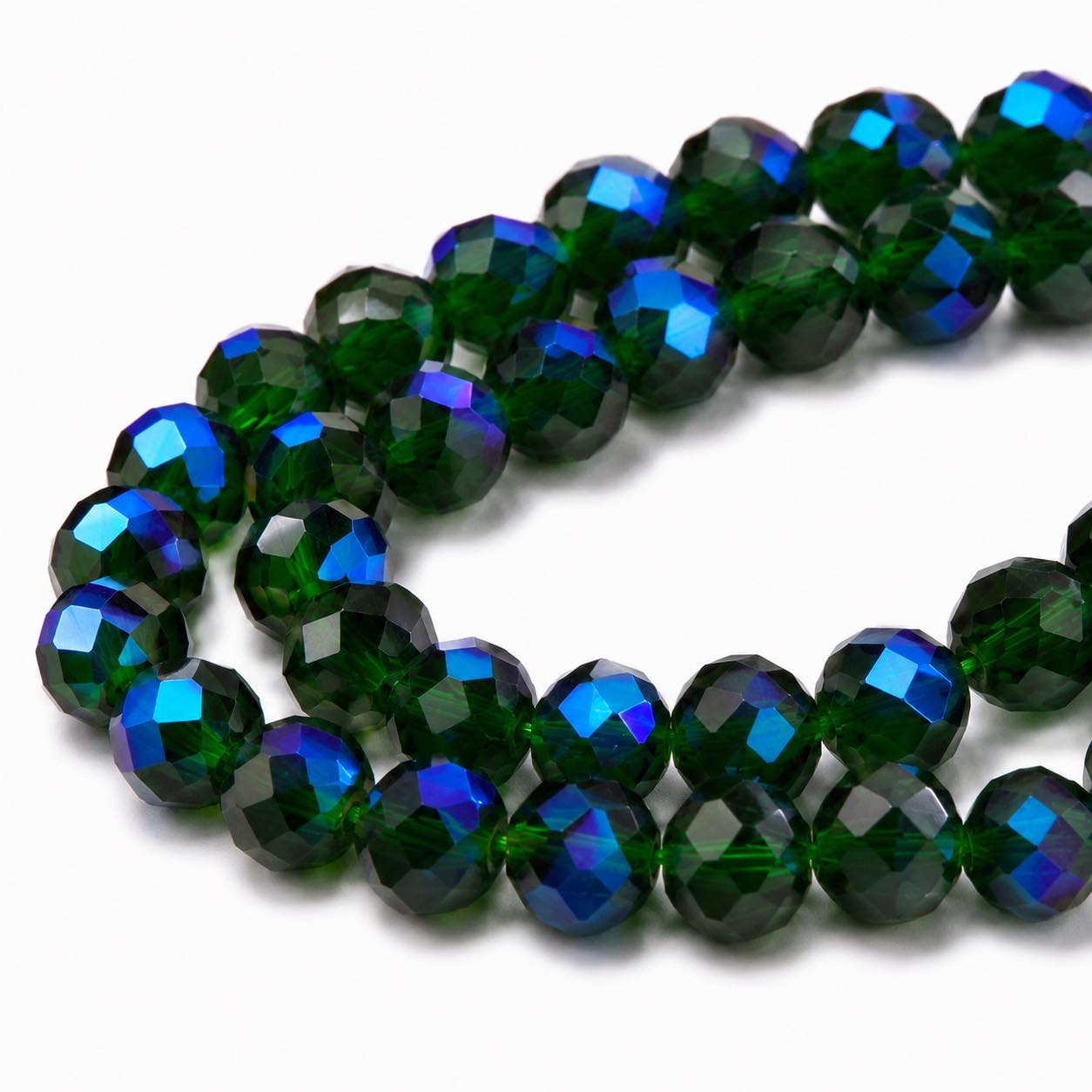 Strand of Sea Green Faceted Glass Beads - Size 8x6mm