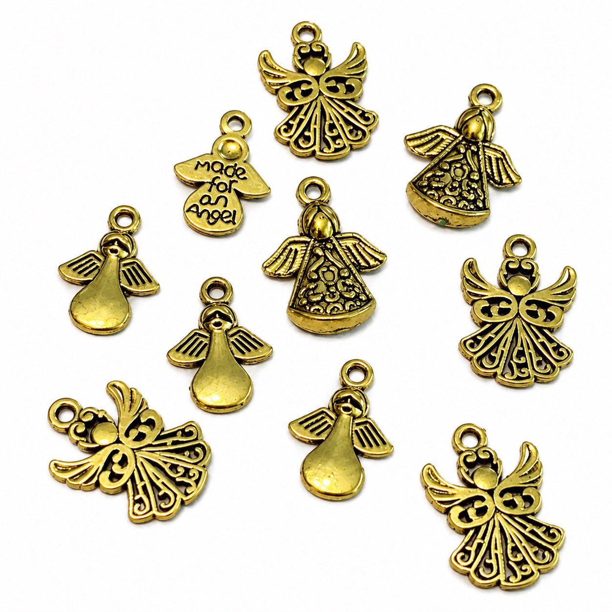Angel Gold Tone Mixed Charms - 10 Pack