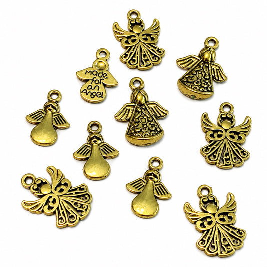 Angel Gold Tone Mixed Charms - 10 Pack